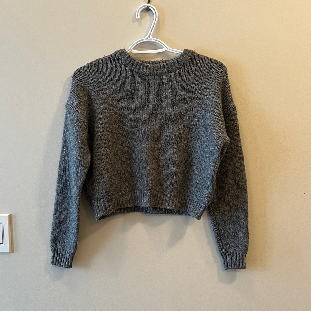 Garage Gray Cropped Knit Sweater